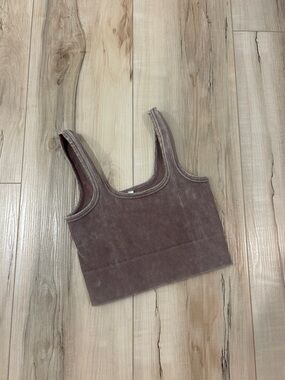 Ribbed Crop Tank Top in Mauve Brown